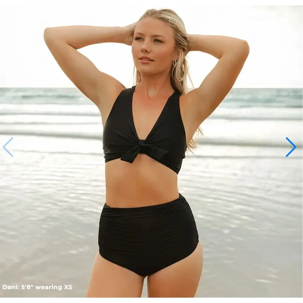Albion Fit Black Front Tie Bikini Swim Top Size XL - Picture 8 of 8